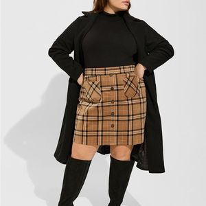 Torrid Brown Plaid Corduroy Skirt NWT Size 4